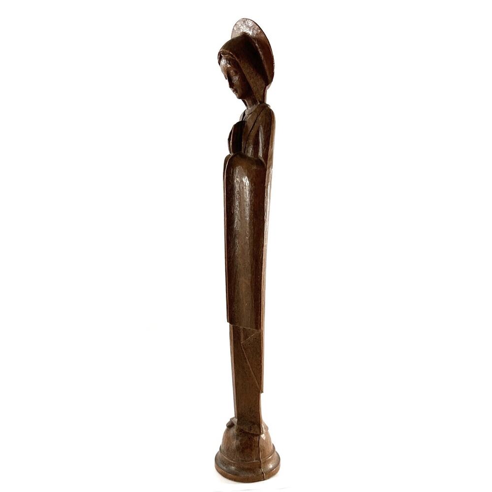 Vintage Madonna Virgin Mary Praying Statue 13” Faux Wood Religious Catholic - Picture 6 of 7